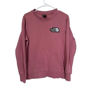 The‎ North Face Womens Crewneck Sweatshirt Pink Logo Pullover Fleece Size M